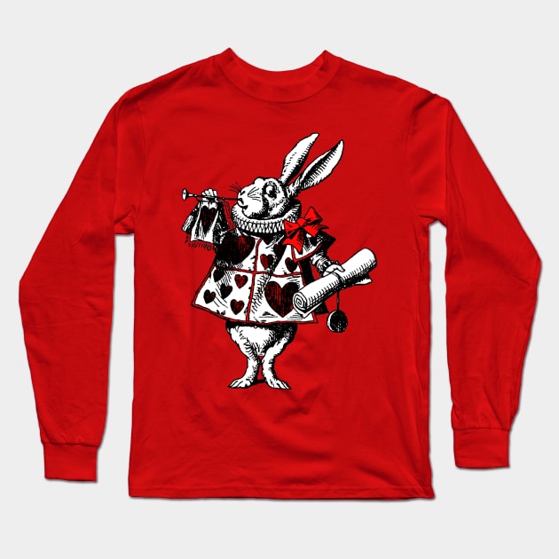 White Rabbit Alice in Wonderland Long Sleeve T-Shirt by Pixelchicken